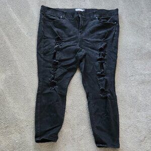 Torrid Black Distressed Bombshell Skinny's Size 26 w/ Distress High Rise